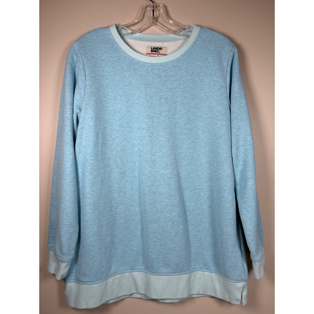 Lands End Serious Sweats Light Blue Heather Crewneck Sweatshirt Womens Small 6-8